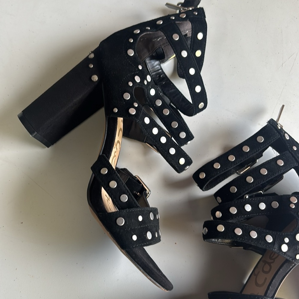 SAM EDELMAN YORK STUD HEELS Black Studded Women's Heels - Picture 3 of 7